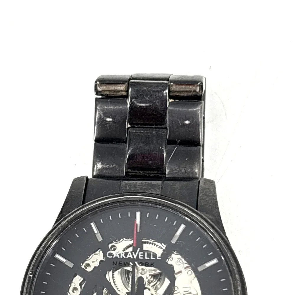 Caravelle New York By Bulova Men's‎ Automatic Gun Metal Watch 45A121 AS-IS